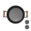 WANGYUANJI 11.8"Pancake Griddle with Wooden Handle, Cast Iron Skillet, Uncoated Pan for Home, Thickened Non-Stick Skillet