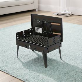 "All-Terrain Folding Grill - Windproof Durable Design with 3 Height Adjustments for Backpacking & Picnics"