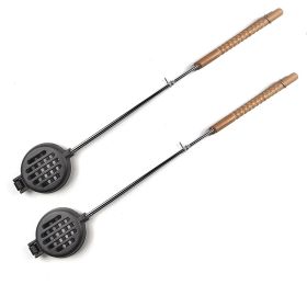 HAWOK Hamburger Campfire Iron - Pre-Seasoned Handheld Round Burger Grill set of 2
