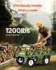 Vevor 1200 Lbs Steel Garden Cart,Heavy Duty Pullable Garden Wagon Yard Cart,2 in 1 Outdoor Metal Utility Wagon Yard Trailer with 13" All Terrain Tires