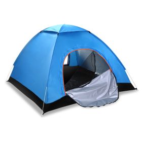 1Pc 4 Persons Camping Waterproof Tent Instant Setup Tent With Mosquito Net Doors Carrying Bag Folding 4 Seasons For Hiking Climbing Adventure Fishing (Color: Blue)