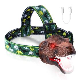 1Pc Dinosaur Headlamp Kids Headlight Dinosaur Flashlight With Realistic Roar Sound 4 Modes Adjustable Headband Kid Camping Gear Unique Gifts For Boys (Option: 1pc)
