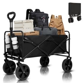 Heavy Duty Collapsible Wagon Cart - Large Capacity Foldable Beach Cart for Camping, Sports,Shopping & More , Portable & Easy to Store (Max Load: 400)