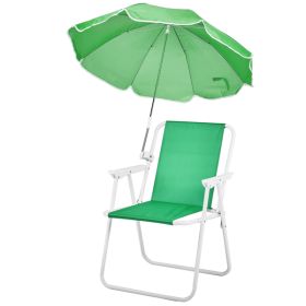 Folding Beach Chair With Umbrella For Adults, Lightweight Porable Camping Chair With 265lbs Capacity For Travel Picnic Concert & Outdoor Activities, G (Color: Green)